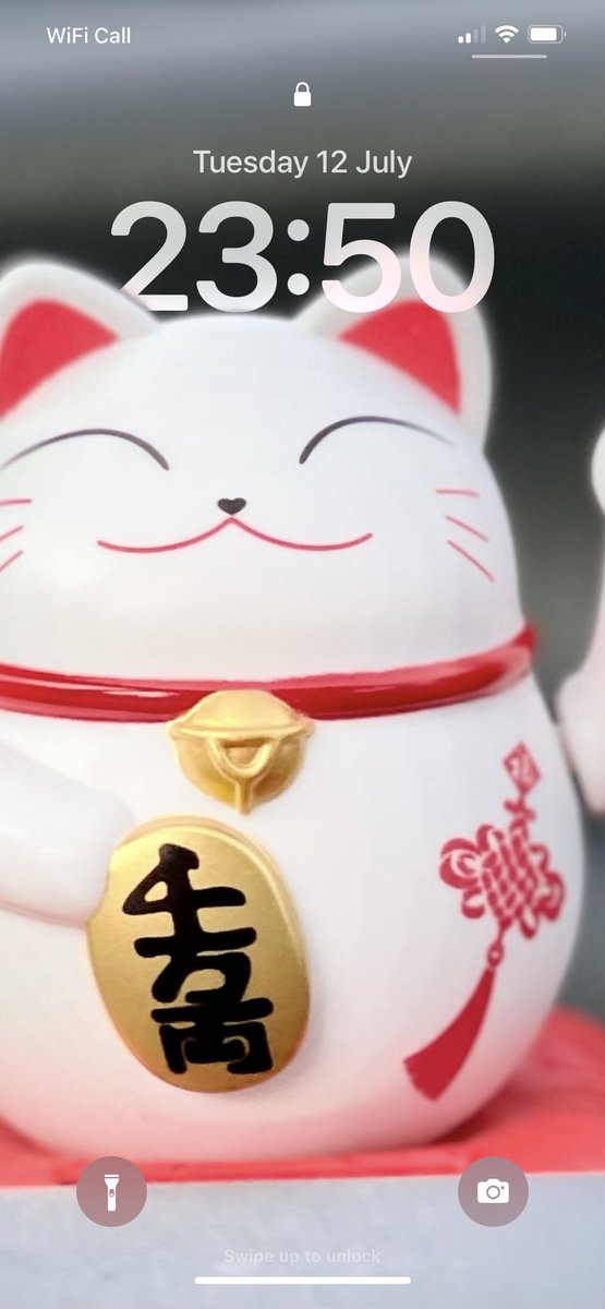 metabera's tweet image. My iOS 16 (Dev Beta 3) wallpaper! Taken today! #iOS16 #ios16beta3 #iOS16DevBeta3 #iOS #LuckyCat