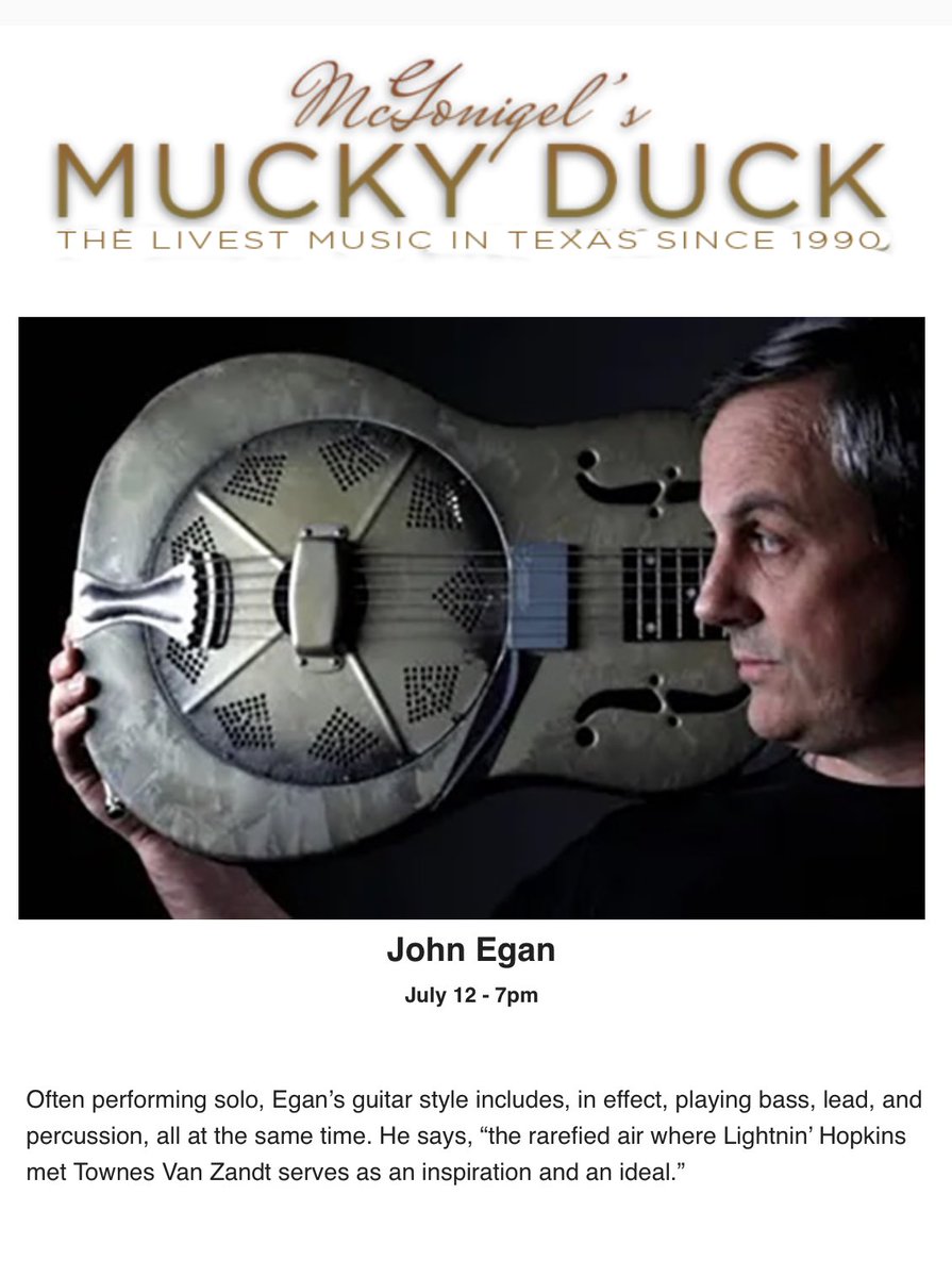 Tonight ⁦@theduckhouston⁩ 7PM!
⁦<a href="/gindiaries/">John Egan</a>⁩ ⁦<a href="/nationalguitars/">National Guitars</a>⁩