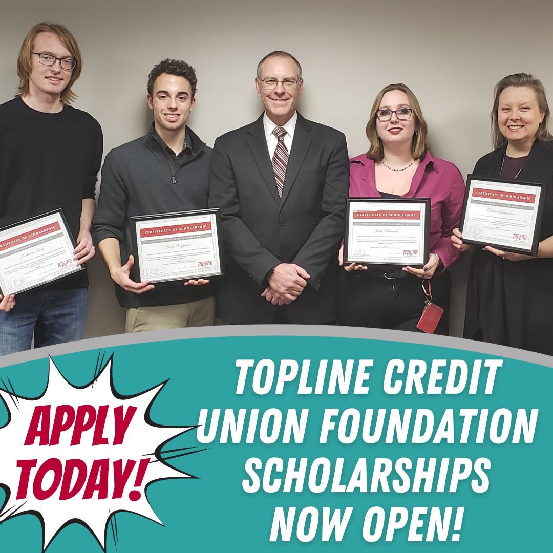 TopLine Credit Union Foundation is awarding $20,000 in scholarship money to TopLine members continuing their education in fall 2022! 
🎓💰 Application deadline is August 31, 2022.

👉For more information and to apply, visit:
 ecs.page.link/Bie2h