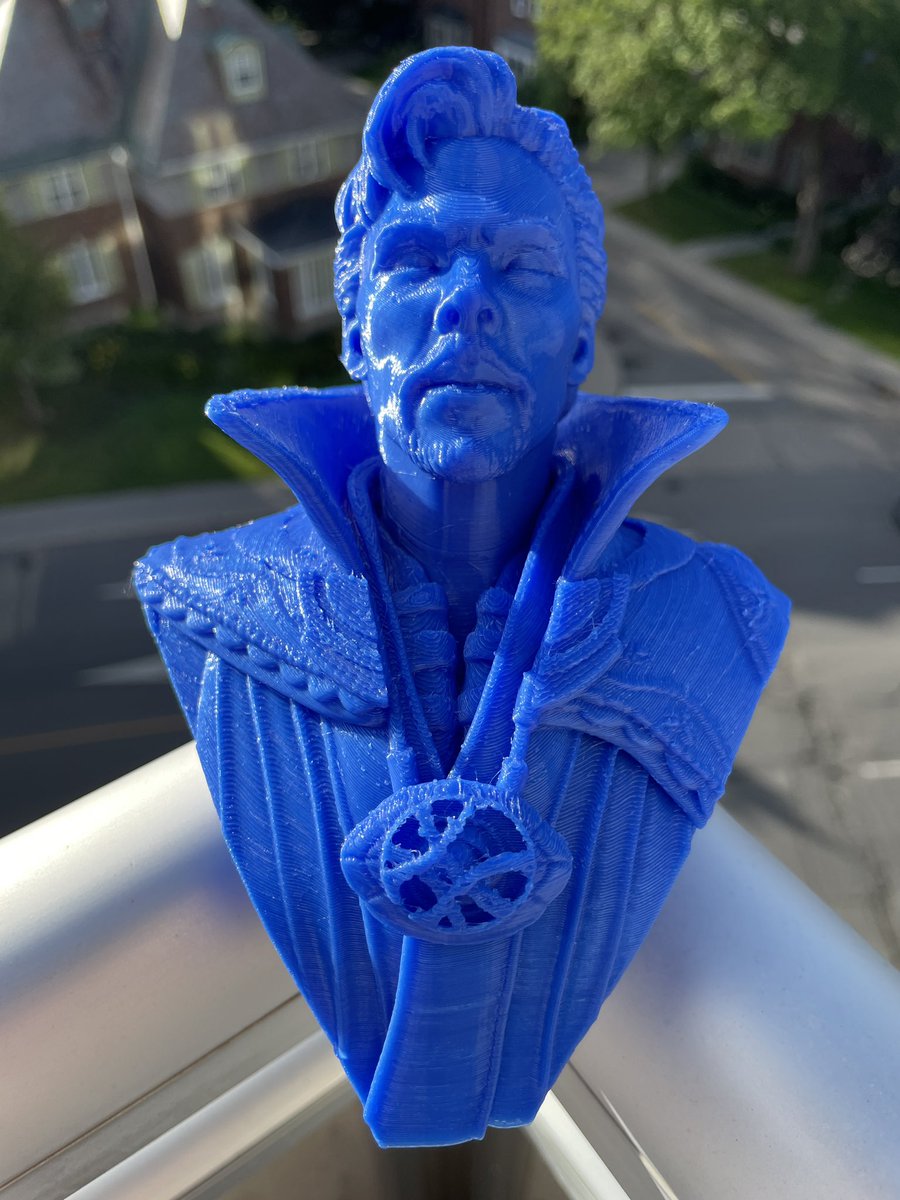 pezliz's tweet photo. Another fun overnight print on @MakerDeck - @wekster2507’s Doctor Strange Bust! #checkyourdeck - we had three of his designs on deck today! Some are still going! https://t.co/kBSia3cPTq https://t.co/yWfvguNFqa