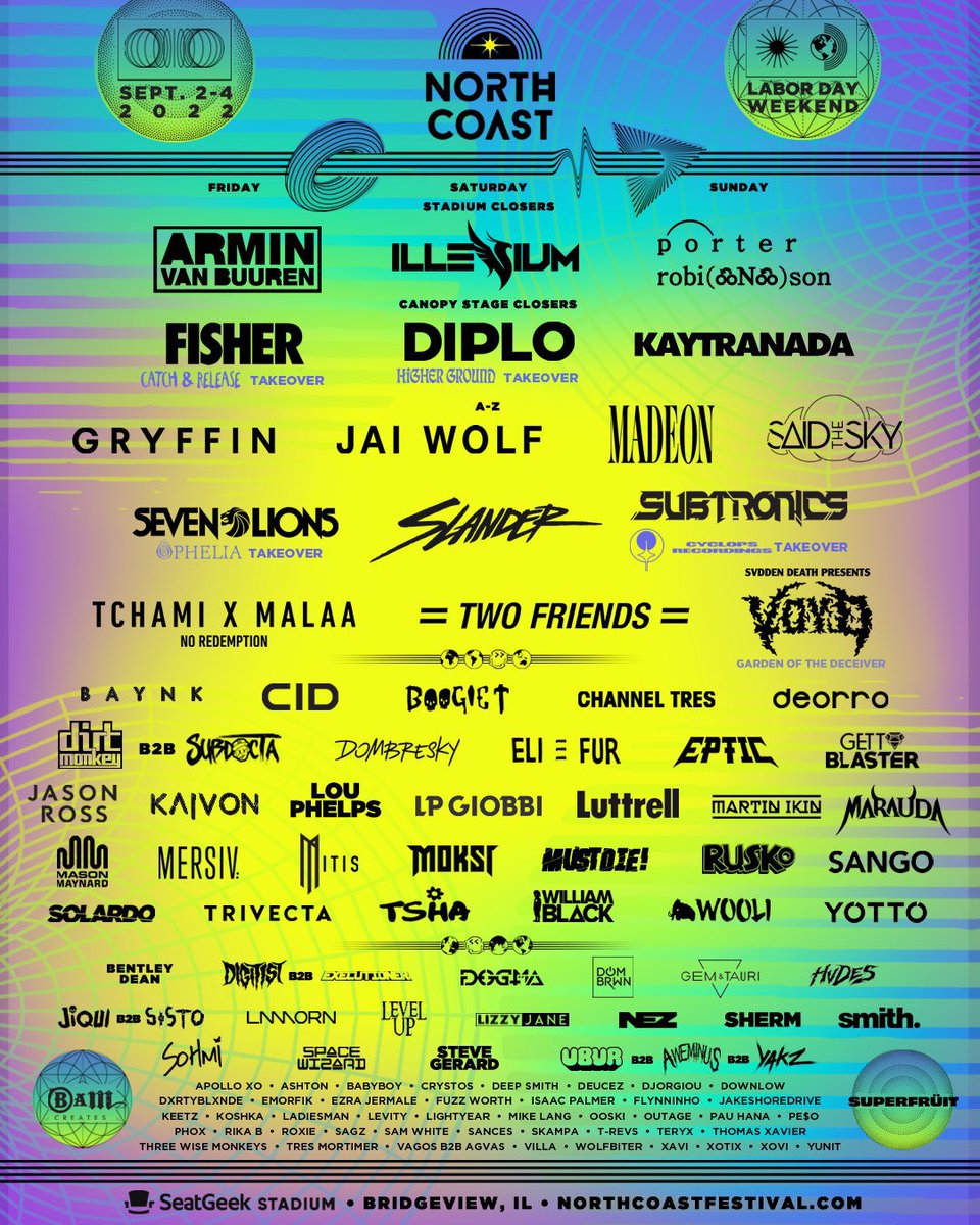 ✦ North Coast Festival Giveaway ✦

We are giving away 2 GA Passes 💃

To win you must:

- RT &amp; Like

- Tag 1 friend!

- Follow <a href="/AllTimeEDM/">AllTime EDM</a>, @HeadbangSociety &amp; <a href="/northcoastfest/">North Coast 🌈☀️</a> 

Ends 07/22
