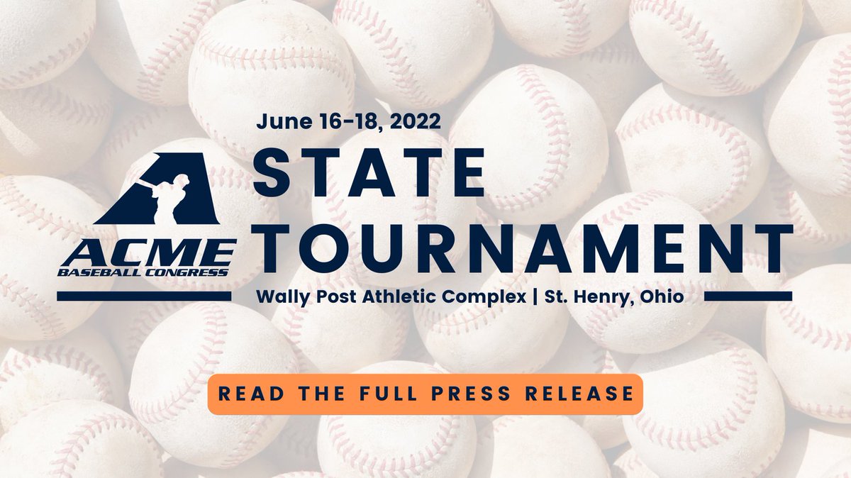 The 60th ACME State Tournament will be held at the Wally Post Athletic Complex July 16-18, 2022. Read more about it acmebaseball.org/news <a href="/SHmikegast/">Mike Gast</a> <a href="/tom_brunswick/">Tom Brunswick</a> <a href="/MHardy14/">Matt Hardy</a> @napbaseball @pburgBaseball11 <a href="/VanWertCougars/">Cougar Pride Athletic Booster Club</a> <a href="/InLakeBaseball/">Indian Lake Baseball</a> @fish_report <a href="/tsief5/">Toby Siefring</a> @defiancebball