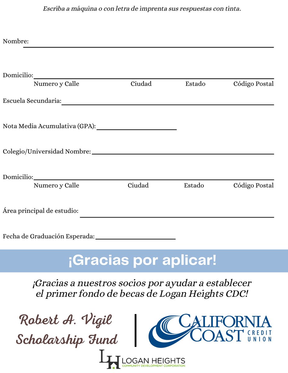 Logan Heights CDC (@loganheightscdc) on Twitter photo We are super excited to announce the launch of our first-ever scholarship fund at Logan Heights CDC! Our application is now open until Friday, August 26th at 5pm. #firstgen #collegebound #scholarshipfund Thank you <a href="/CalCoastCU/">Cal Coast Credit Union</a> and Eleanor Tamayo! We are super excited to announce the launch of our first-ever scholarship fund at Logan Heights CDC! Our application is now open until Friday, August 26th at 5pm. #firstgen #collegebound #scholarshipfund Thank you <a href="/CalCoastCU/">Cal Coast Credit Union</a> and Eleanor Tamayo!