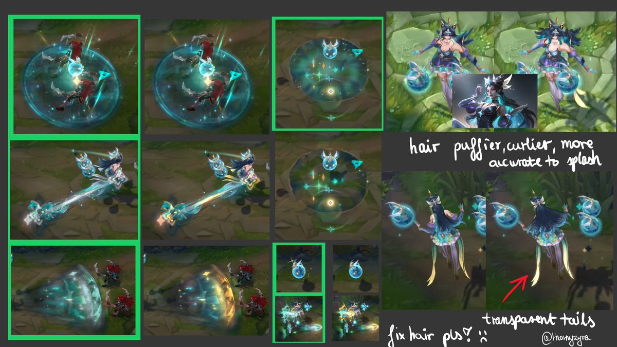 thornynobby's tweet photo. Prestige Syndra - FEEDBACK VERSION 2.0
Feel free to use as reference!
- hair more accurate to Splash Art:
puffier, curly, flowy, bright blue from the front like on splash art
- DIAMOND BLUE VFX instead of cheap yellow colors for a more cold, crystal feel to fit the splash fantasy https://t.co/zKehLocGXa