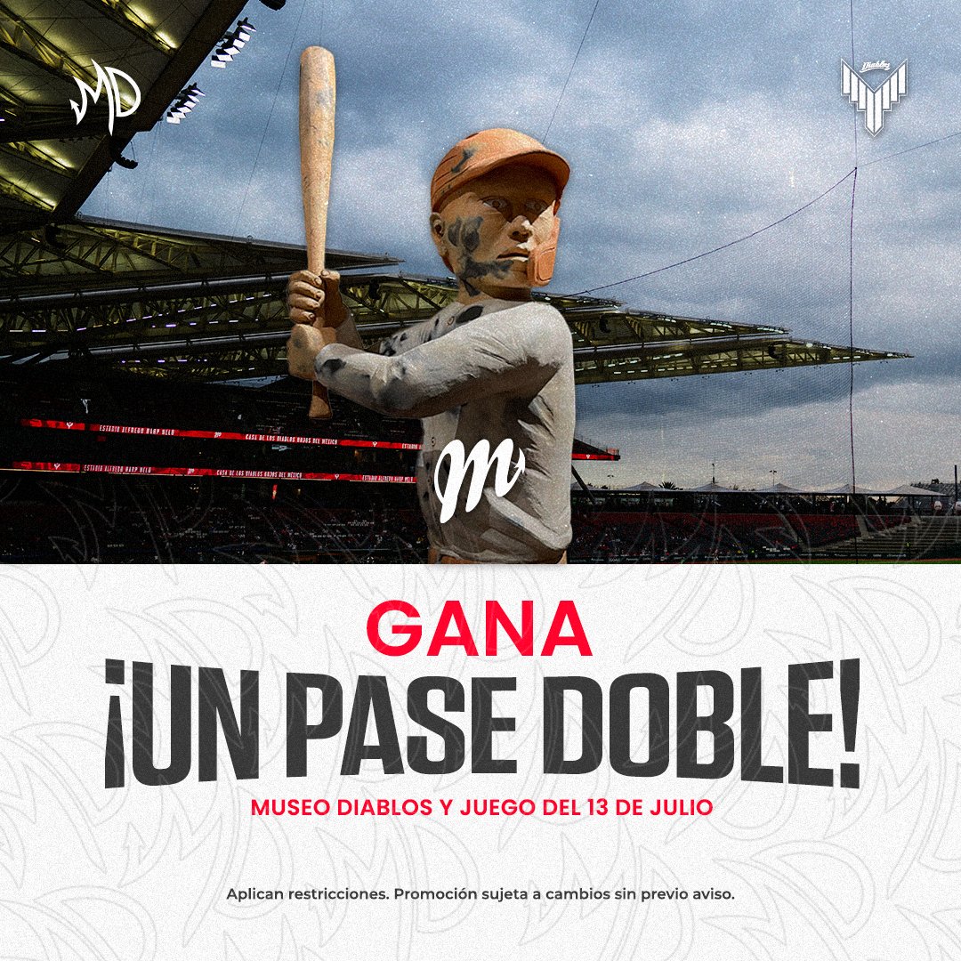 HarpEstadio's tweet photo. Vive una experiencia al doble, visita el #MuseoDiablos y quédate al juego de los 👹 

Etiqueta a tu acompañante y da RT, recuerda que para ganar tienes que seguir las cuentas @diablosrojosmx y  @harpestadio 🏟️

El ganador se seleccionará al azar 🎲 https://t.co/xBSL717MFf