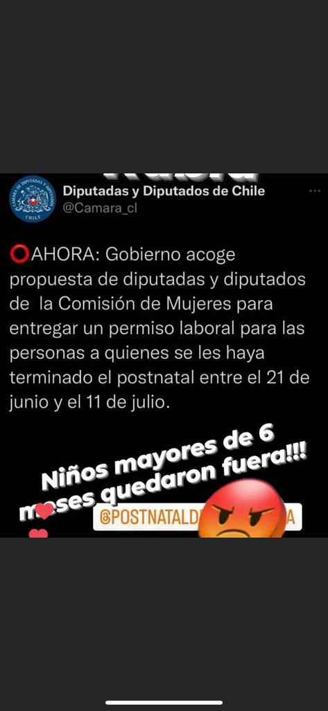 Postnataldeeme1's tweet photo. Cómo un bebé de 6 meses puede quedar fuera?¡@totiorellanag es inmune? No importa que se enferme o quede hospitalizado?😡
#NoTenemosMinistra
#PostnatalDeEmergencia RETROACTIVO
¡BEBÉS LACTANTES MAYORES DE 6MESES TAMBIÉN IMPORTAN MINISTRA!
Rabia y Frustración 
@Camara_cl ayuda! https://t.co/FDIG6aetSx