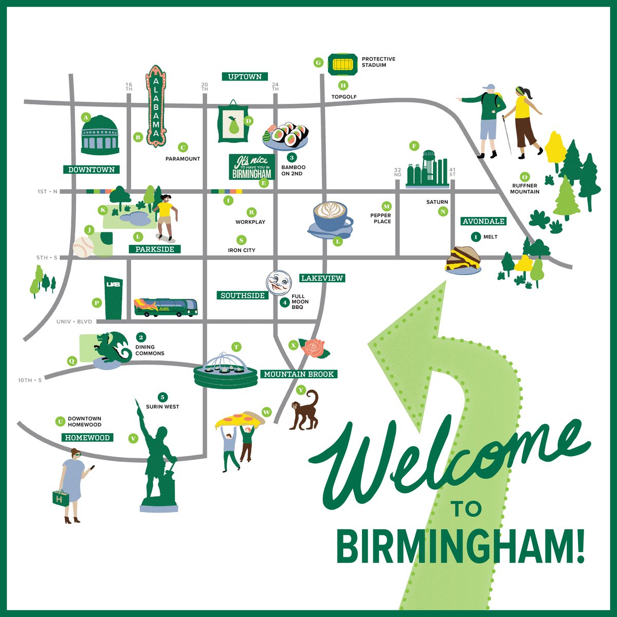 UABNews's tweet photo. Are you meeting #Bham for the first time this week? Or maybe it's just been a while.
While you're here, we invite you to check out nearby places of interest. Take a look at our map and plan your trip!
#TWG2022 @TWG2022 #exploreUAB https://t.co/3KjtUFwLRh