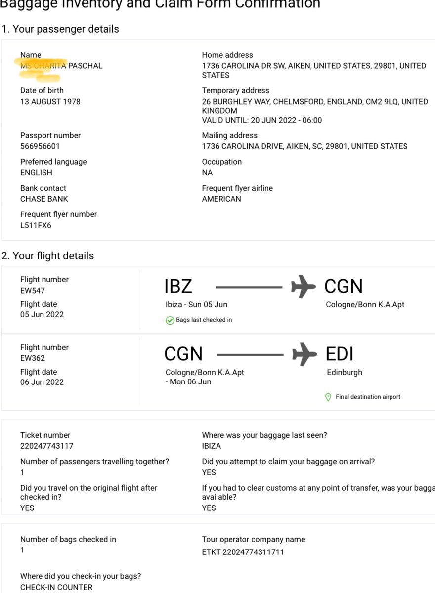 Exotica4Me's tweet photo. @eurowings I��ve  been trying to contact someone about my missing bag, that has been missing since June 6, On June 30 i checked your self service site for an update and it stated that my bag was found and enroute to me up until now I have not been contacted or received my bag. https://t.co/FdIBNwXumk