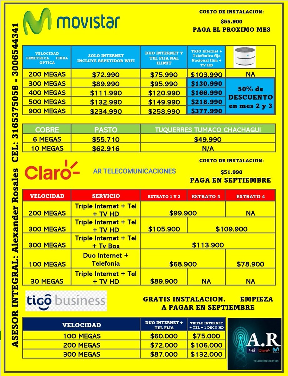 aarf150683's tweet photo. Informes: 3165375058
#tv
#internet
#pasto
#cali https://t.co/z5tBzTKdkm