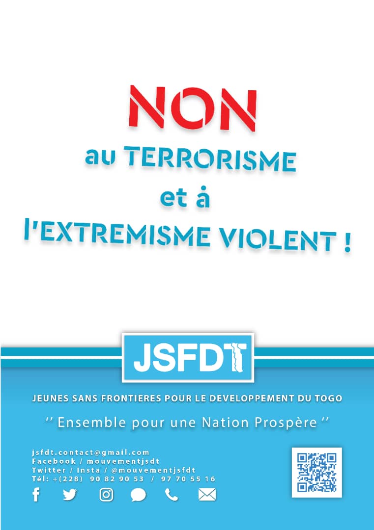 MohamedGARBA_'s tweet photo. Le #Terrorisme, l'extrémisme violent sont des fléaux dévastateurs qu'aucun État ne devrait connaître.
Luttons ensemble pour la Paix au Togo et dans le monde.
La Paix est une affaire de tous et les jeunes encore plus !!!
#JSFDT
#EnsembleContreTerrorisme
#TousPourlaPaix https://t.co/fu5uX4gETd