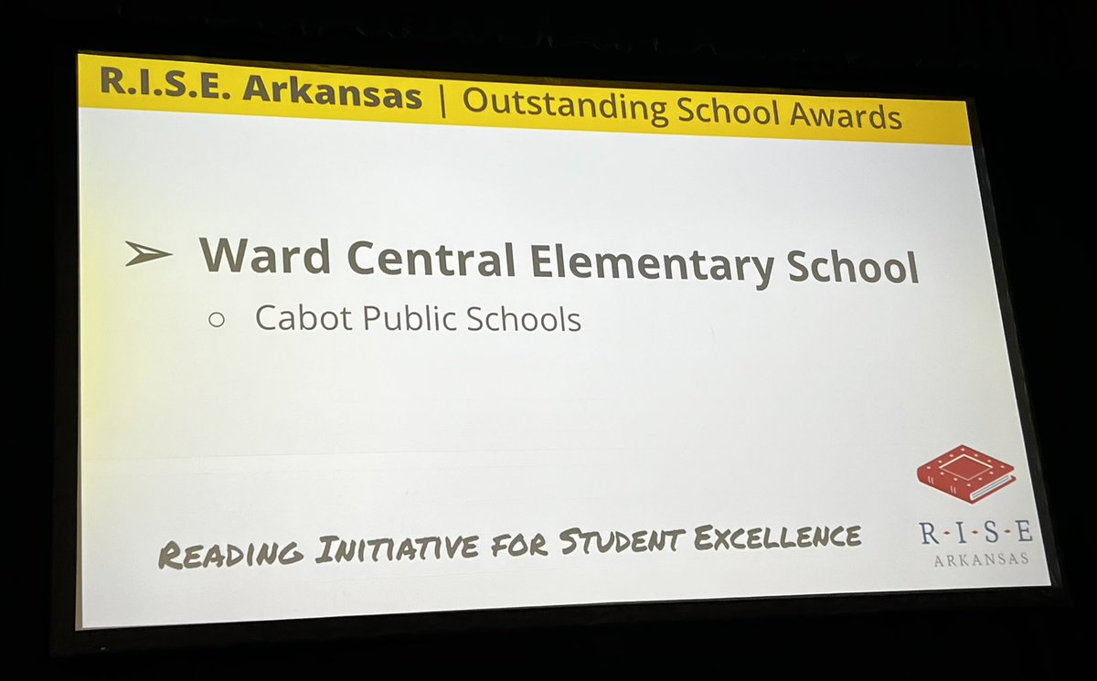 Congrats <a href="/CentralWard/">Ward Central Elementary</a> for being one of only 10 schools to receive the R.I.S.E. (Reading Initiative for Student Excellence) School Award at the <a href="/ArkansasEd/">Arkansas Department of Education</a> Summit. We are Panther Proud of our students &amp; staff and their dedication to excellence! <a href="/ArkansasEd/">Arkansas Department of Education</a>