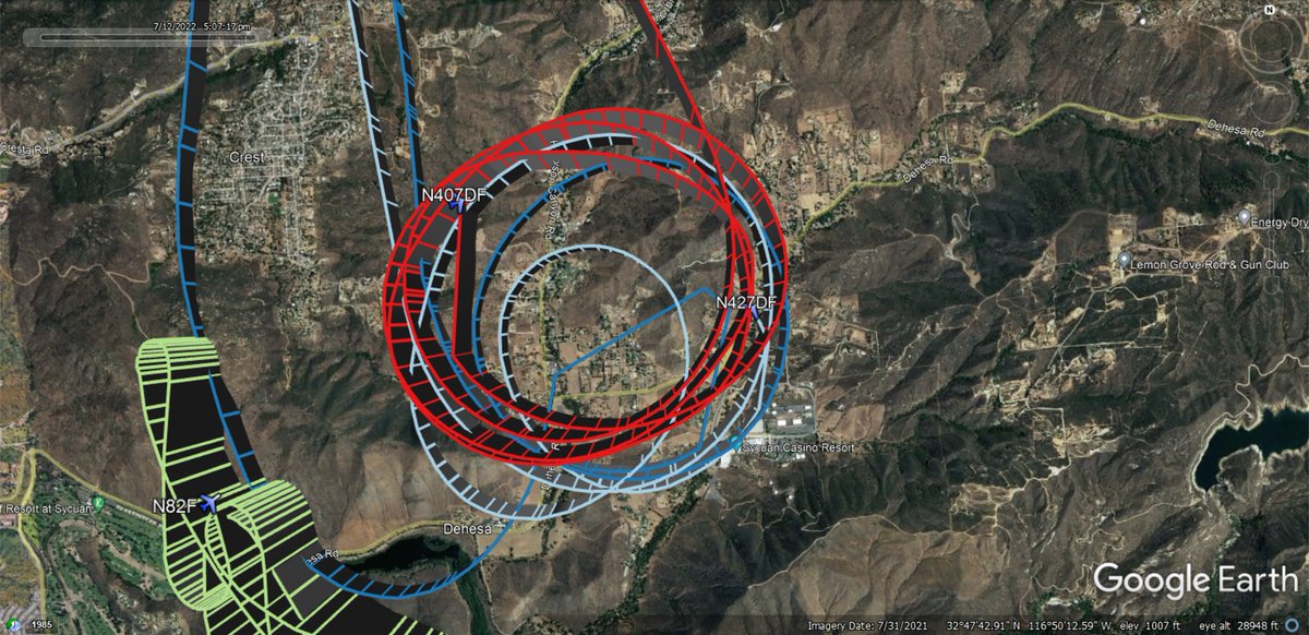 Firefighting aircraft showing up to the #HarbisonFire in Harbison Canyon which is at 5 acres 0% contained. Local news station staying outside of perimeter 
Scanner Feed
broadcastify.com/webPlayer/9733
#CalFire 
#A501 #N407DF
#T70 #N427DF
#T71 #N432DF
Local news
#N82F
🇺🇸❤️‍🔥