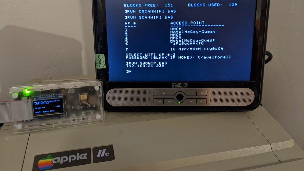 Apple II development at Hotel McCoy vacay.  Got the wifi tools working again after refactoring much of the code.  #AppleII #Apple2Forever
