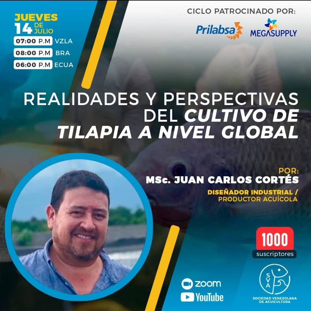 Este jueves #14J un nuevo evento virtual de la <a href="/sva/">just be.</a> "Realidades y perspectivas del cultivo de tilapia a nivel global", a cargo del MSc. Juan C. Cortés, 7 pm hora Venezuela. #acuicultura