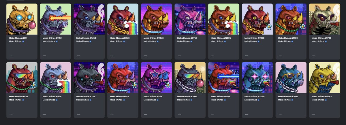 CryptoVonDoom's tweet image. I just picked up 6 more @MekaRhinos w/ @gemxyz 💎🧹

LFG, @Hydraze420 - the space needs more people like you.

That puts me at 20 in total. I'm the 11th largest Rhino hodler now (&amp;amp; I saved $2.65 in gas fees, imma go buy a taco now).