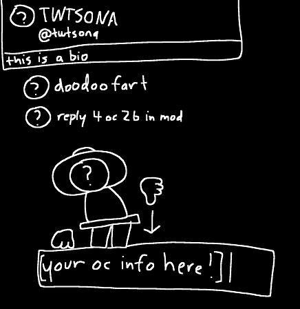 twitsonafnf's tweet photo. do u want YOUR oc to be in this mod??? yes yours!!! well just reply to this tweet with your oc and their name and your oc might have a chance to be in the vdab TWITSONA mod !!!!
[🥤] https://t.co/Z23Np9yS3Z