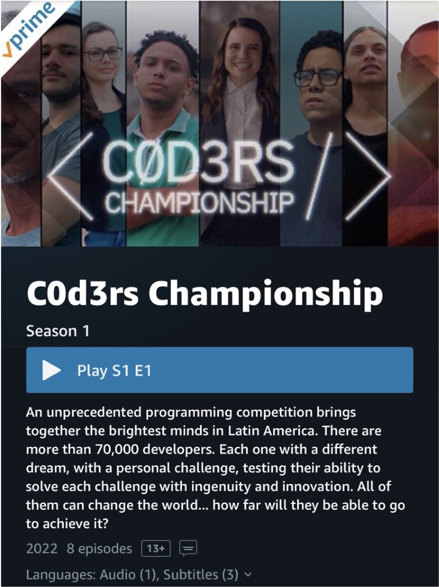 escolastiri's tweet photo. Si estás entre temporadas de tu serie favorita o no sabes qué ver… checa #cod3rs en @PrimeVideo, “reality show” sobre el campeonato de programadores de @IBMLatAm 📽 🍿 🤖 https://t.co/dq9lu9azlJ