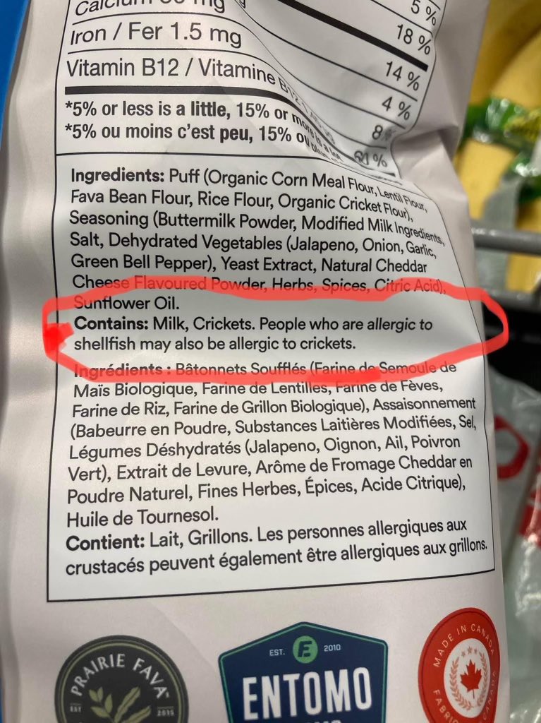 Better start reading labeled folks. They’re putting crickets in your food whether you like it or not.