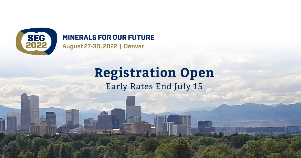 SocietyEconGeol's tweet photo. Register now for the SEG 2022 Conference: Minerals For Our Future. There will virtual and on-site presentations, workshops, panel discussions, and more!  https://t.co/2Z11MWyQOx #SEG2022 https://t.co/S3PXURzOYh