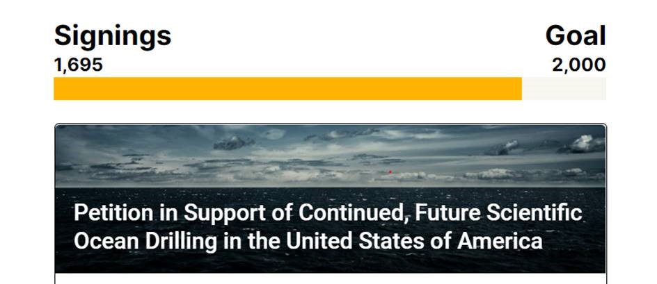 If you haven’t already, please consider signing the petition (takes less than a minute!) in support of continued, future scientific ocean drilling in the United States. This petition closes in two days and they are still shy of their 2000 signatures! us-soda.org/petition/