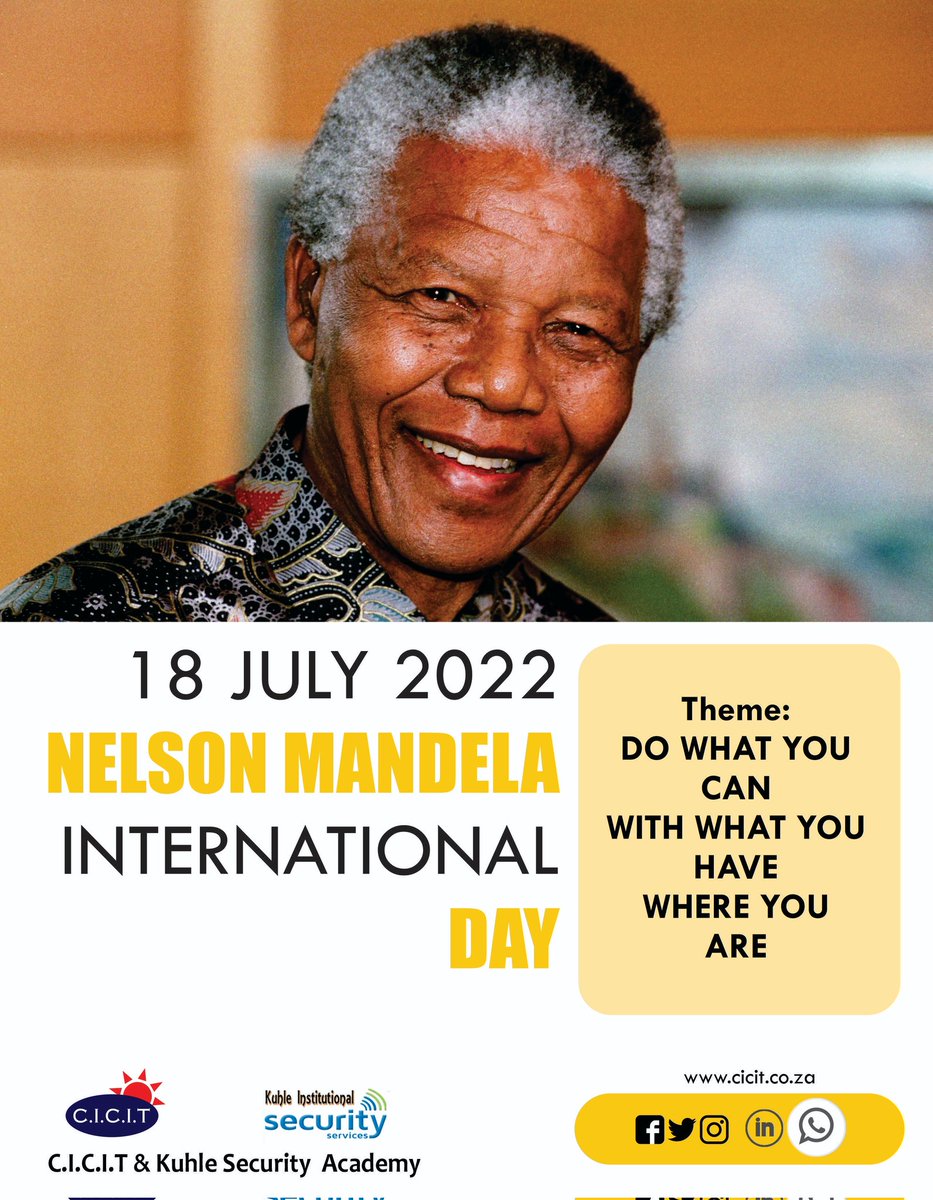 CICIT_Training's tweet photo. Let's get involved in this year's Mandela Day Celebration
#makeadifference
#TouchingLives https://t.co/nHr7obx8TA