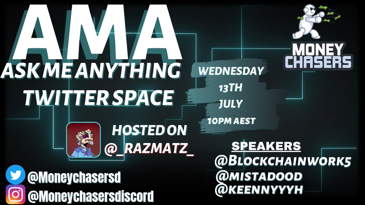 moneychasersd's tweet photo. Come join the fun tonight🤑👀🤩

@keennyyyh 
@Blockchainwork5 
@Mistad00d 
@_Razmataz_ https://t.co/L17pOiawcY