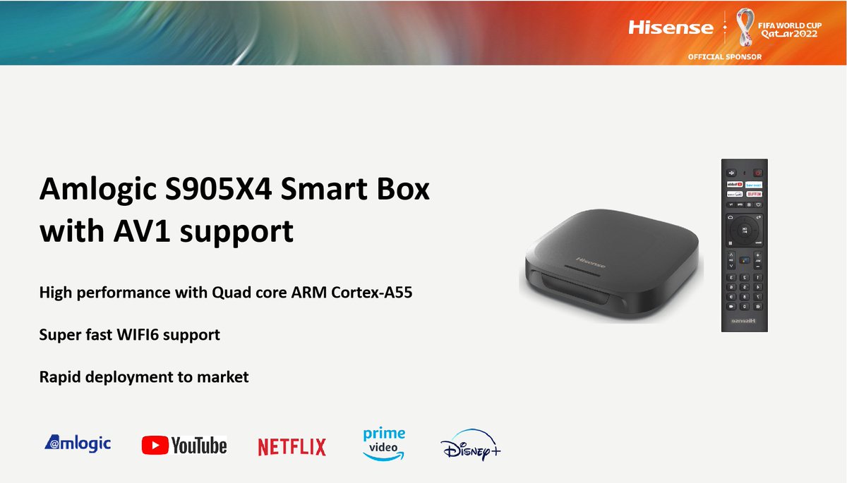 HisenseTerminal's tweet photo. A11 is a new 4K Android 11 OTT smart box that support AV1 and WIFI-6, through high-performance chips of amlogic S905X4, it brings a new and enjoyable audio-visual entertainment experience to users.
Contact us: hbbt.sales@hisense.com
For more info at: https://t.co/BFKJHqzDNV https://t.co/lsfue0xdhu