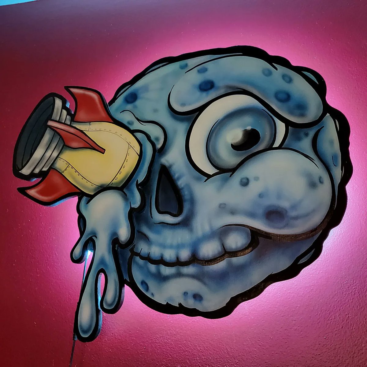 jolly_numskull's tweet photo. "Voyage dans la Crane" lighted piece inspired by Georges Melies' "Voyage Dans la Lune".. Gonna do some more of these lighted pieces for sure! #voyagedanslalune #triptothemoon #skull #skullart #artist #nft #nftartist #woodart #woodcutout #art #painting #woodworking #lightedsign https://t.co/jzhl1WRXbm