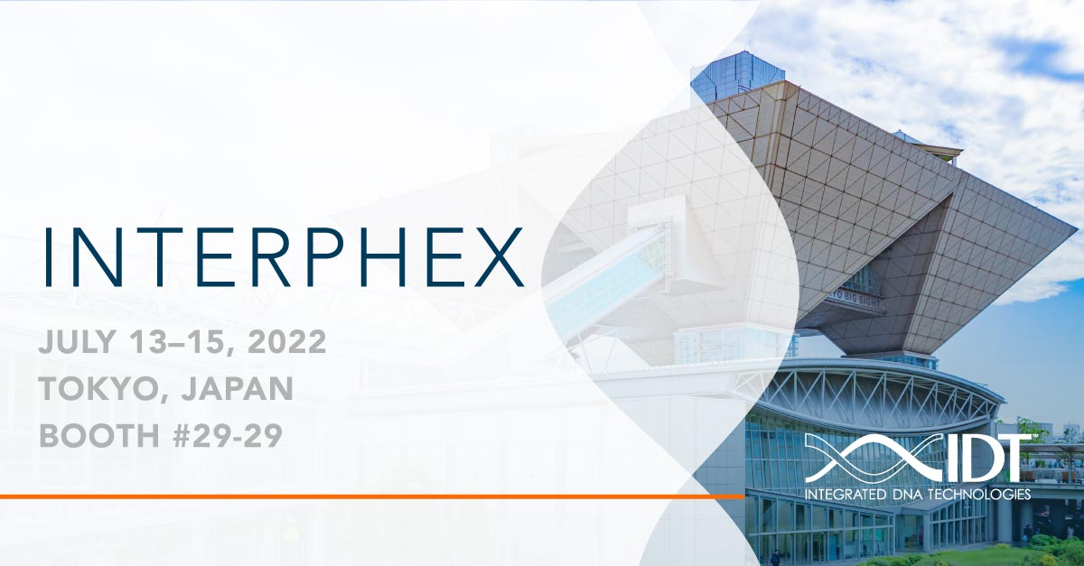 idtdna's tweet photo. Remember to visit us at #INTERPHEXWeekTokyo at booth #29-29 this week to see how IDT’s high-quality and comprehensive xGen™ solutions can power your #NGS exploration. 

Learn more: https://t.co/TlyKQ8kuMO

#IDT #IDTdna #interphex22 #interphextokyo #interphex https://t.co/mVGcx1PYS9