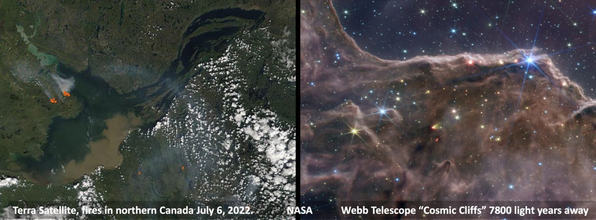 Revkin's tweet photo. These image pairs capture both sides of @NASA's mission - the outward push of discovery in the Webb Telescope #UnfoldTheUniverse unveiling and the #MissionToEarth tracking issues at home. It's achingly sad to see Kiev, 2017, as shot by @AstroKomrade. https://t.co/S3Mq045bem https://t.co/6LkDtqpgSY