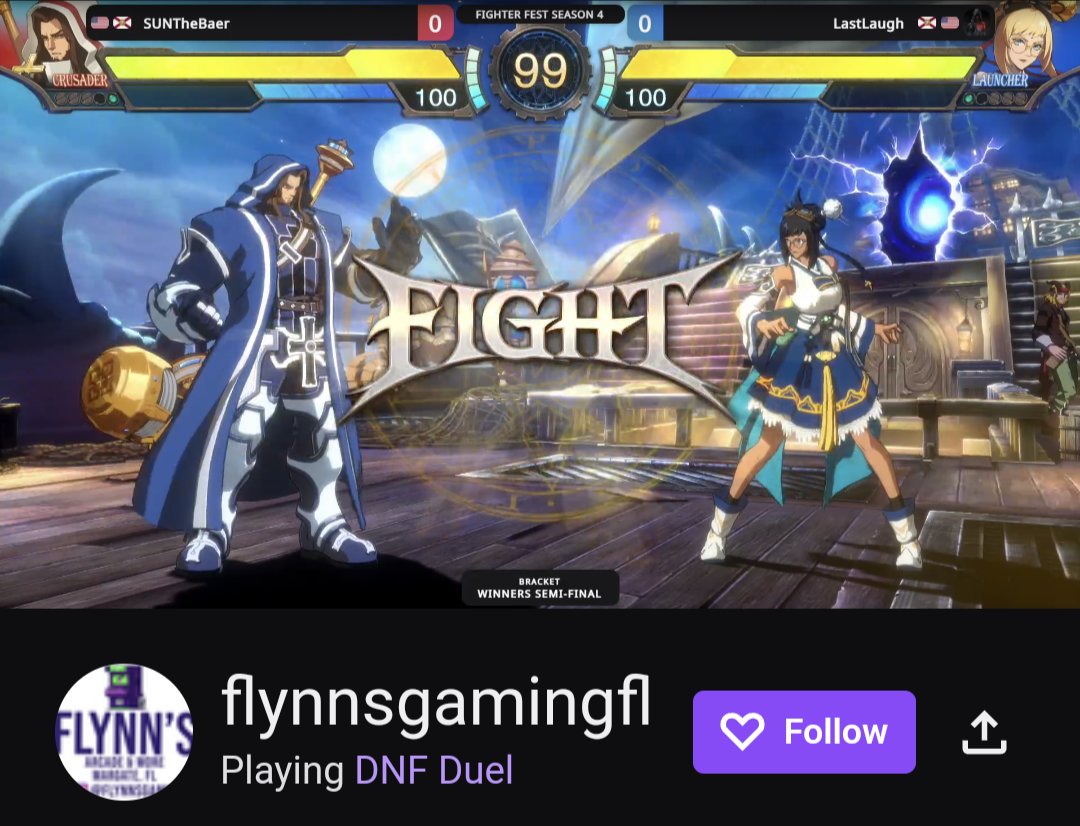 Flynnsgamingfl's tweet photo. It's going down people RIGHT NOW at Flynn's Arcade & More in Margate FL ๐ฎ๐ฅ DNF Duel as part of #FighterFest Season 4 ~ check it out live on our #Twitch - https://t.co/494Nay4tiI #FGC #Dnfduel #dnf #fightinggames #fightinggame #fightinggamecommunity #animefighter https://t.co/R0LRKLYm9b
