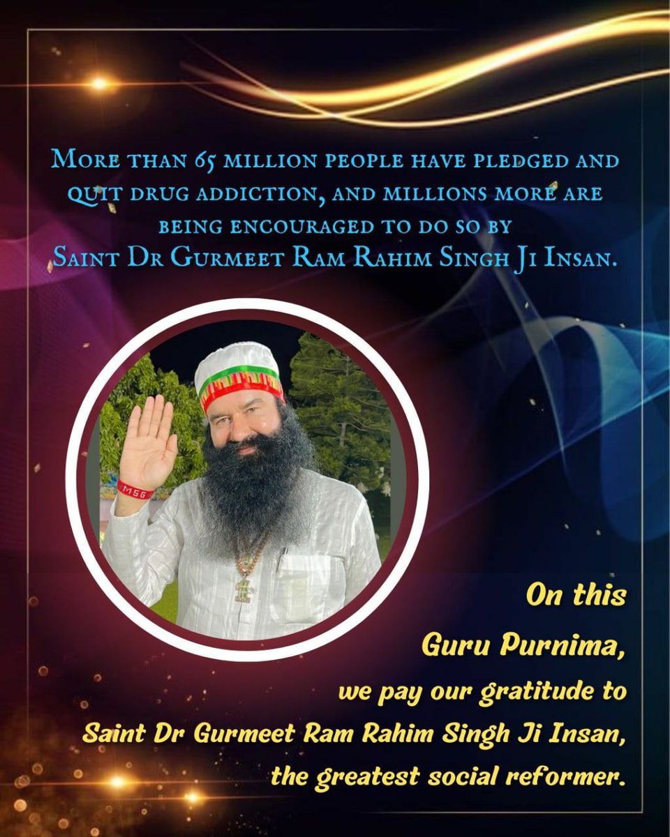 mansavi0's tweet photo. On this #GuruPurnima lets us pledge to walk on the path of love, humanity and spirituality shown by our true spiritual Guru #MyGuruMyPride - Saint Gurmeet Ram Rahim Singh Ji  to get his divine Grace and blessings. https://t.co/XbZj79zgfs