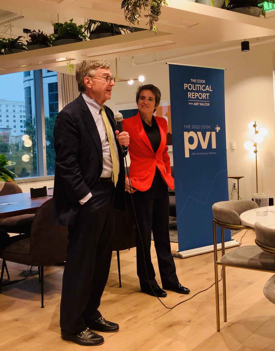 CookPolitical's tweet photo. We met up with a few friends tonight to celebrate the launch of the iconic #CookPVI on its 25th Anniversary. There were 🌩🌩, there were themed drinks, there were charts. Special thanks to @IndustriousHQ / Courthouse for the extra mile of hospitality. https://t.co/g2dbphhcsu