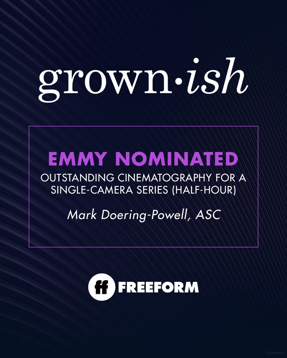 congrats to our own mark doering-powell on his emmy nomination for outstanding cinematography for a single-camera series (half hour) for #grownish. 👏🏽