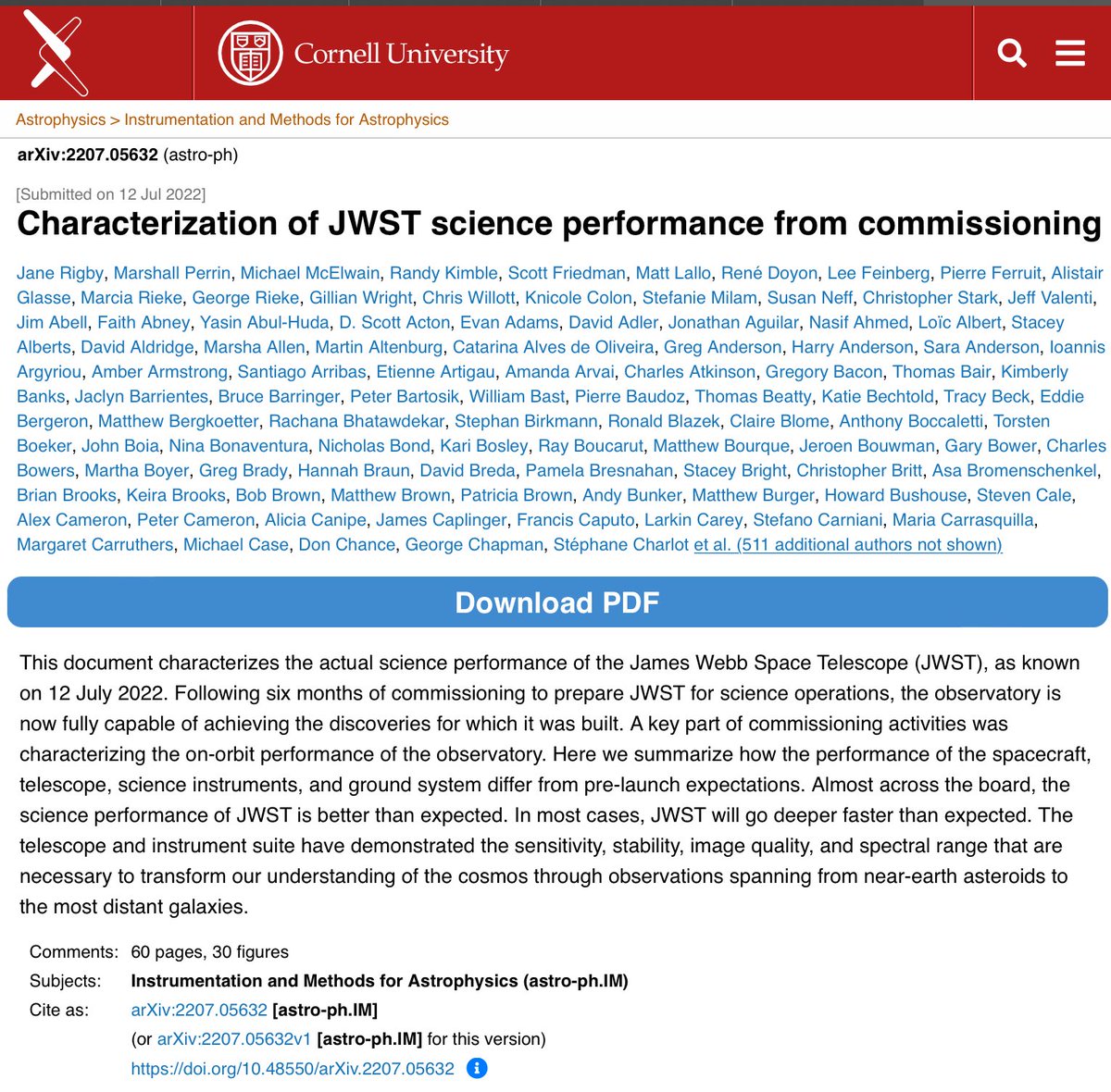 Anyway_the_wind's tweet photo. The first #jwst paper is on the arXiv! Written by @janerrigby @marshallperrin and the @NASAWebb @ESA_Webb commissioning teams it has everything you want to know about the science performance. https://t.co/VKsIms9e1m https://t.co/aFZIer8KGK