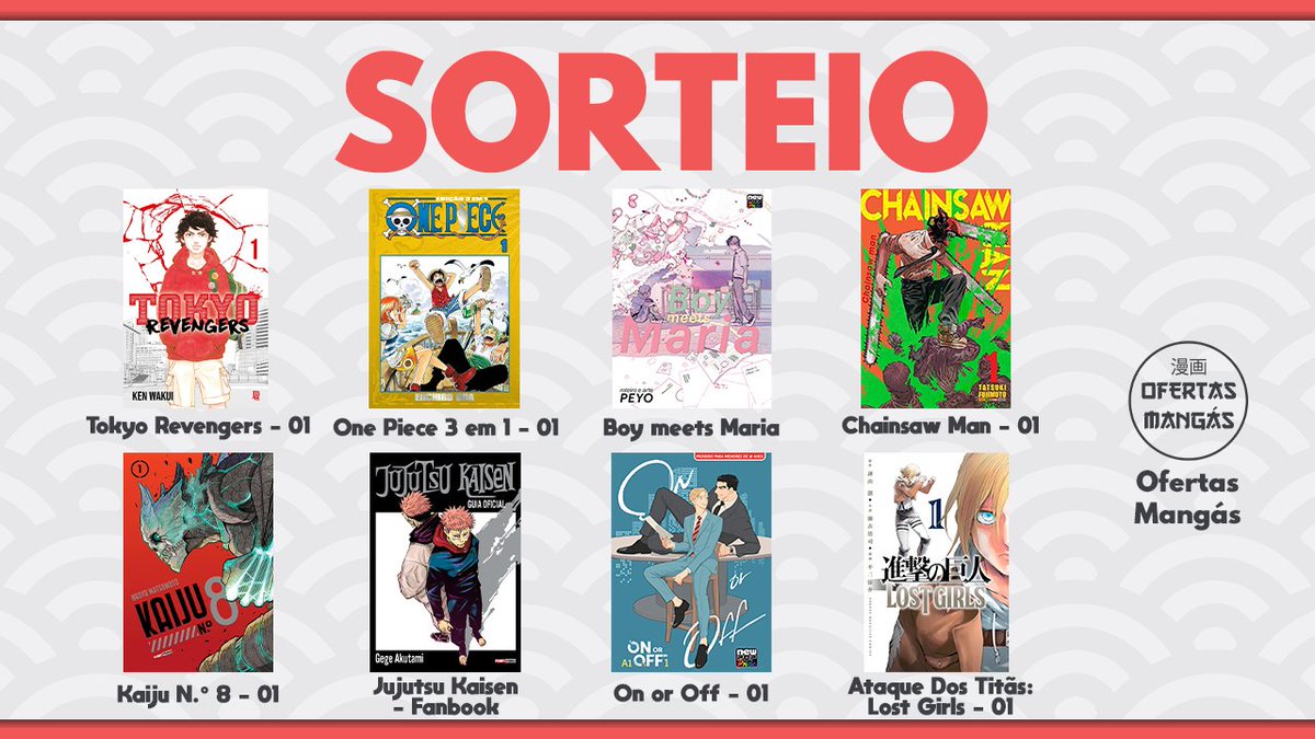 OfertasMangas's tweet photo. 🚨 SORTEIO RELÂMPAGO #PrimeDay ⚡️

📌 O (a) vencedor (a) vai GANHAR qualquer Mangá da imagem!

Regras:
✅ Seguir @OfertasMangas 
✅ Curtir e dar RT nesse Tweet
✅ Curtir e dar RT no Tweet Citado abaixo
✅ Comentar qual Mangá vai querer se ganhar

✨Resultado: 13/07
🍀 Boa sorte https://t.co/4ue4w0VCu0