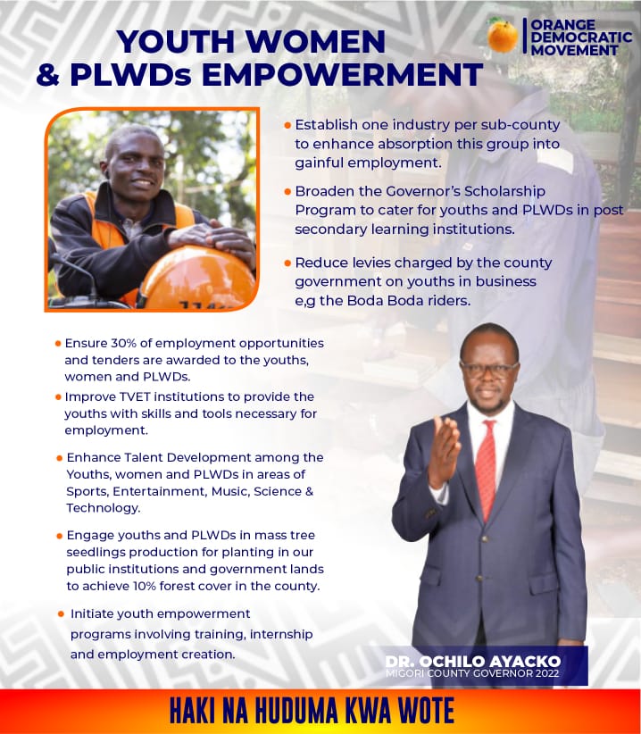 MosesAyier's tweet photo. Youth, Women and PLWDs Empowerment Agenda in Hon Dr G.M. Ochilo Ayacko's County Government - Migori #migoridecides #AzimioInMigori #Inawezekana @OAyacko @TheODMparty https://t.co/Iy09tJbLI7