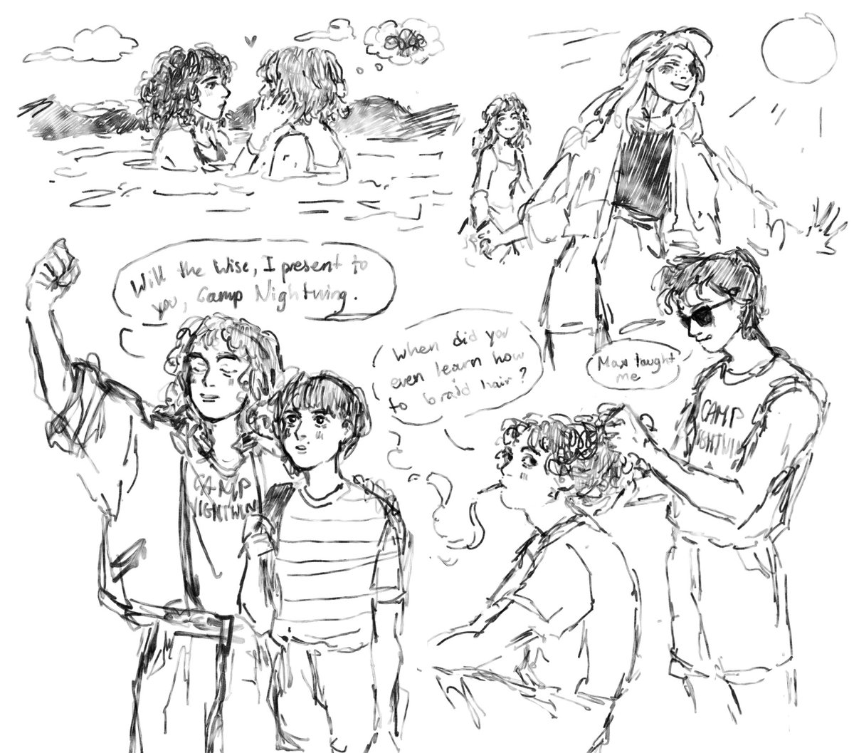 Some doodles of @AlenSeress 's camp au :3 