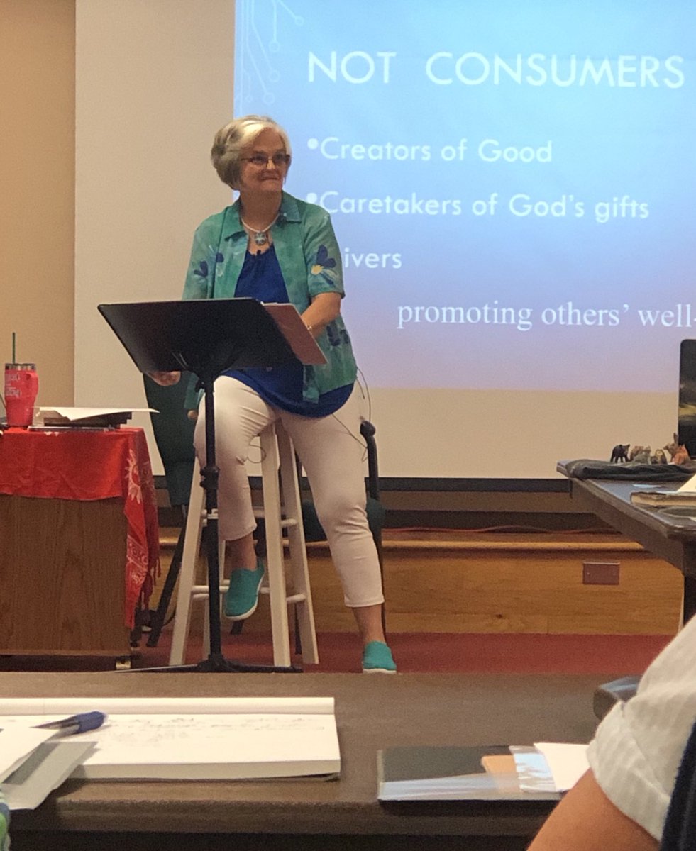 I stopped in at the #SchoolOfKingdomLiving today and got to hear ⁦<a href="/Jan_Johnson/">Jan_Johnson</a>⁩ teach about how consumerism effects our daily walk with the Lord. A very unique and important teaching! #simplicity vs #consumerism