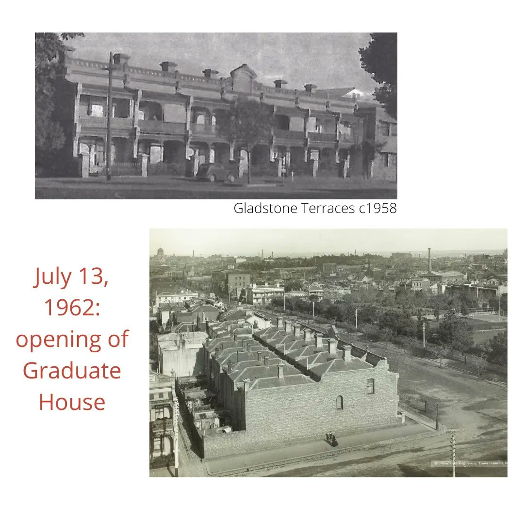 TheGradUnion's tweet image. Today marks the 60th Birthday of the Graduate House as a place of residence for students at The University of Melbourne! Purchased in 1957 the terraces were refurbished in three stages, the first of which provided accommodation for seven scholars.buff.ly/3Iv9bDk