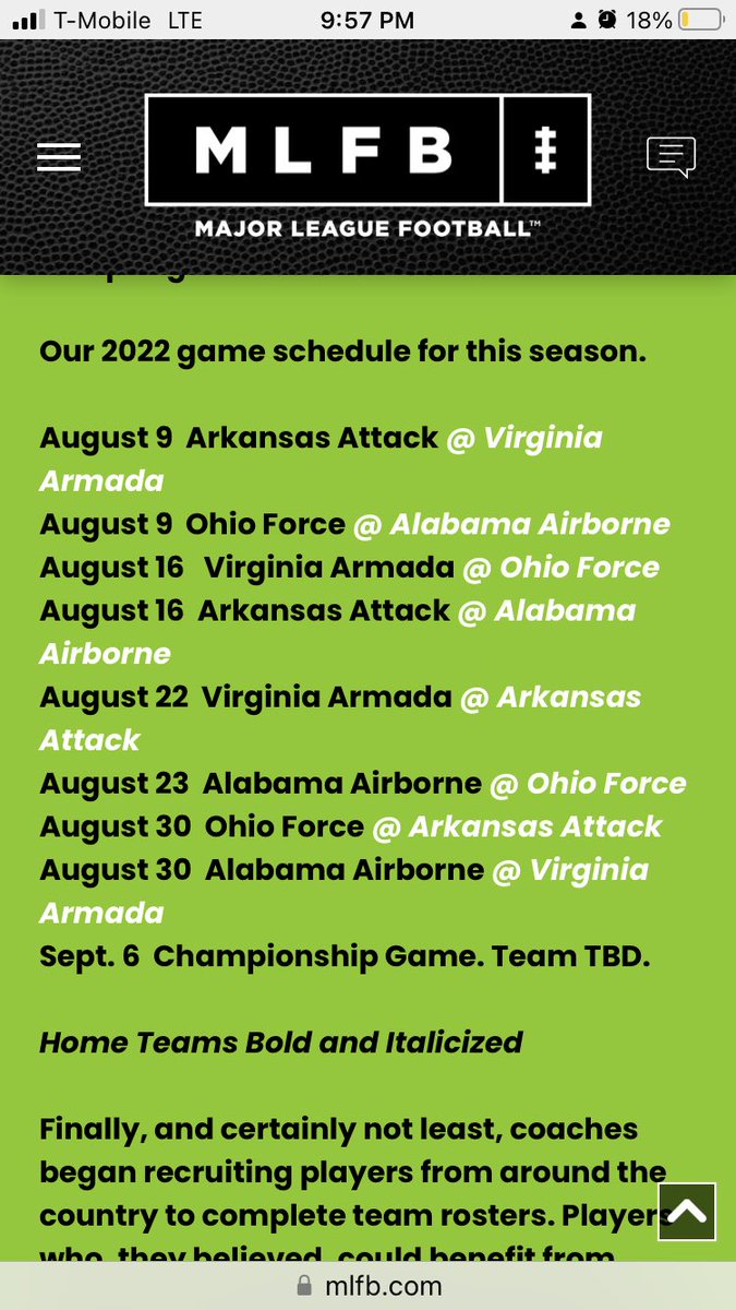 Schedule for the #MLFB