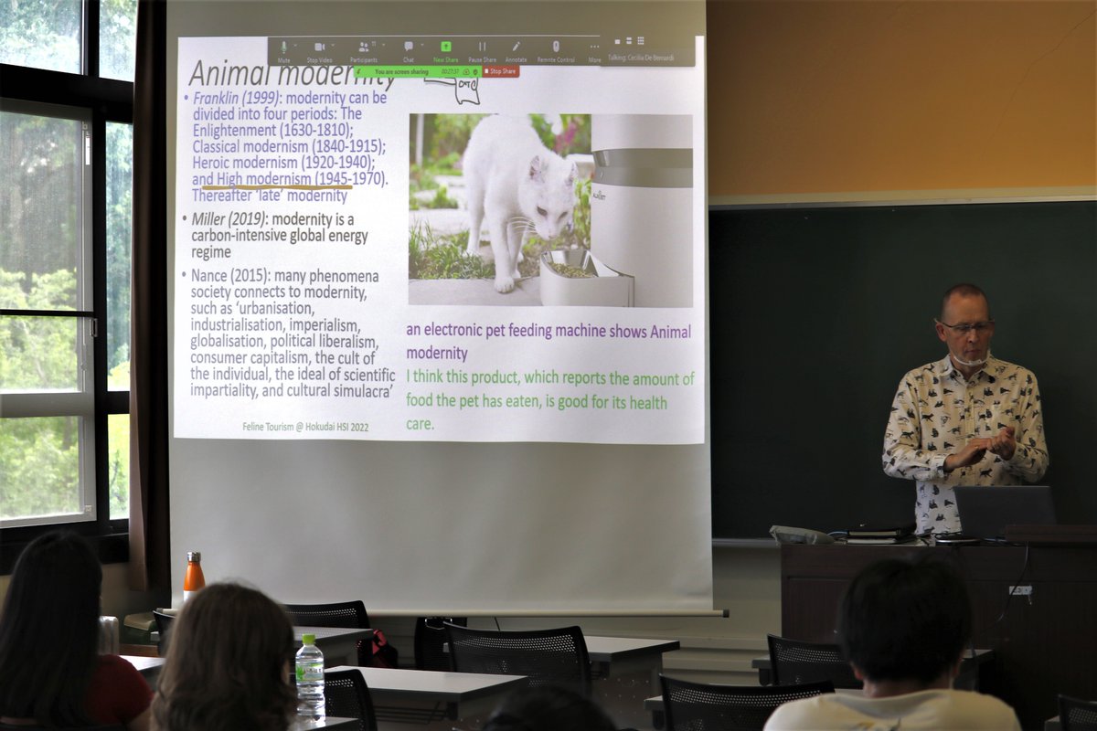 Hokkaido_SI's tweet photo. We have the classes of “Feline Tourism: The wonders of travelling to cats, travelling for cats, cats that are travelling, and cat hospitality” (U024) organized by Research Faculty of Media and Communication from June 27th to July 14th. https://t.co/eLizMbrPYE