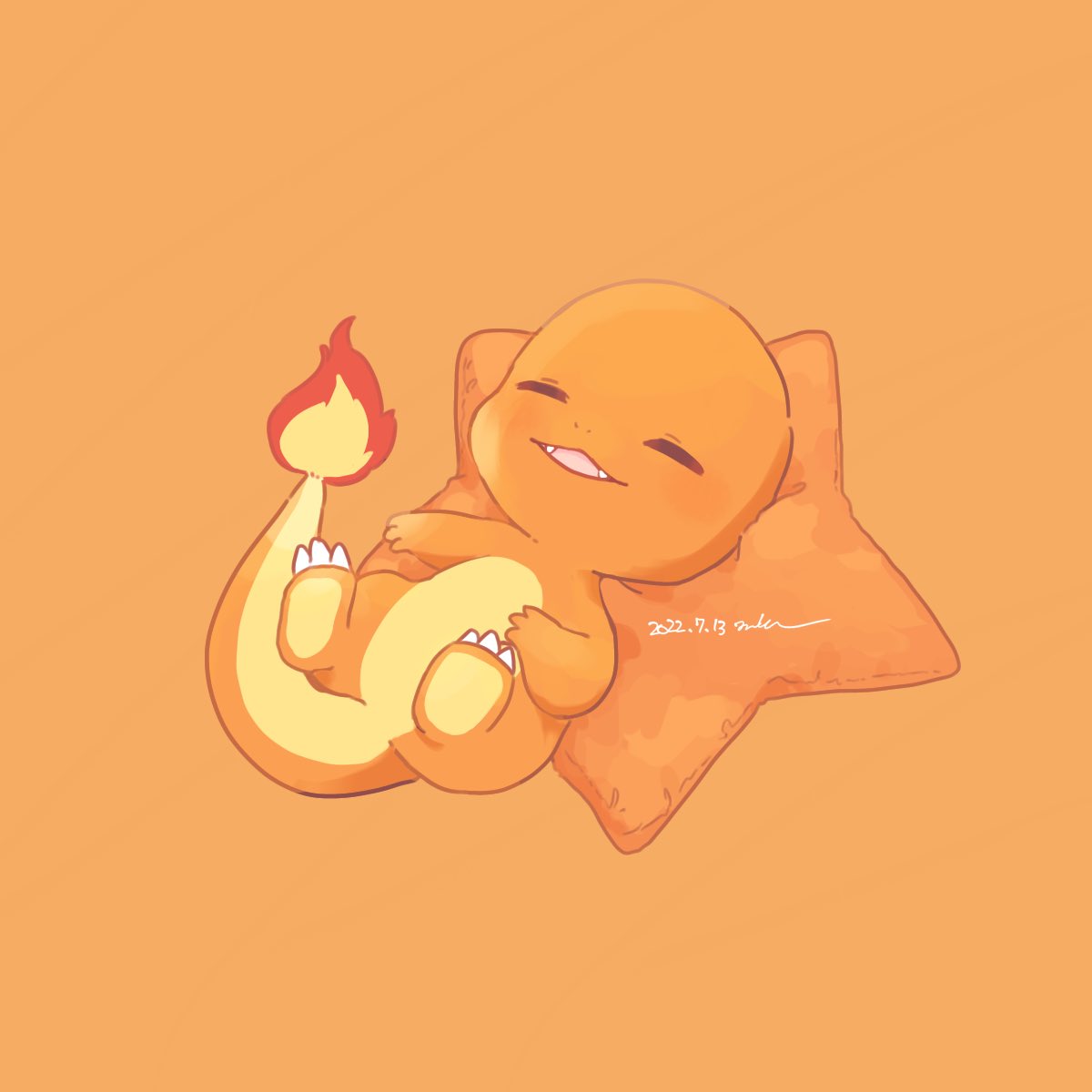 charmander no humans flame-tipped tail pokemon (creature) closed eyes fire solo lying  illustration images