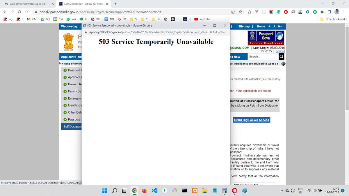 Sohomdeep's tweet photo. @passportsevamea @digilocker_ind 
Unable to upload documents https://t.co/yMpNnK3v5Q
