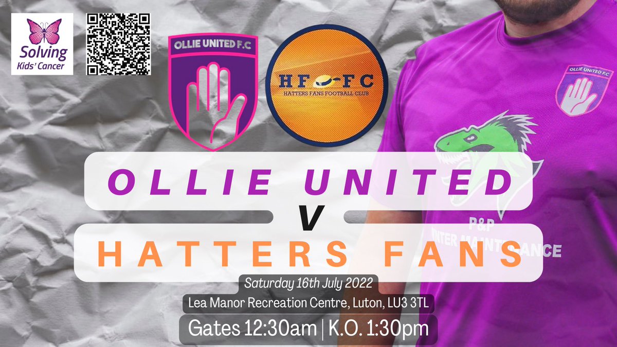 𝙃𝙖𝙥𝙥𝙮 𝙃𝙖𝙩𝙩𝙚𝙧𝙨

This Saturday in the sweltering heat, we take on fellow Luton based side, <a href="/HattersFfc/">Hatters FFC</a> in aid of <a href="/SKC_UK/">Solving Kids' Cancer UK 🎗</a>!

Gates open at 12:30am. Kick off is at 1:30pm.

This will be one of three games over the next month as we ease off our fundraising for the summer!
