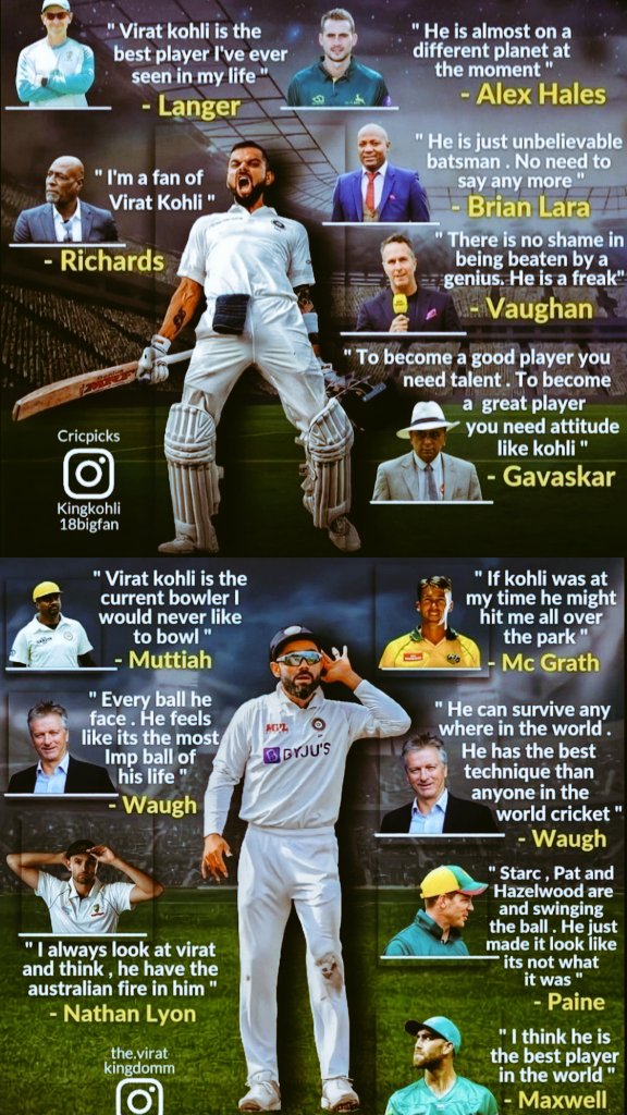 nkbishnoi18_'s tweet photo. #ViratKohli𓃵 #KingKohli @BrianLara @MichaelVaughan @ivivianrichards @glennmcgrath11 @juniorwaugh349 @tdpaine36 #muttiah #NathanLyon https://t.co/V8SG7qhqtK