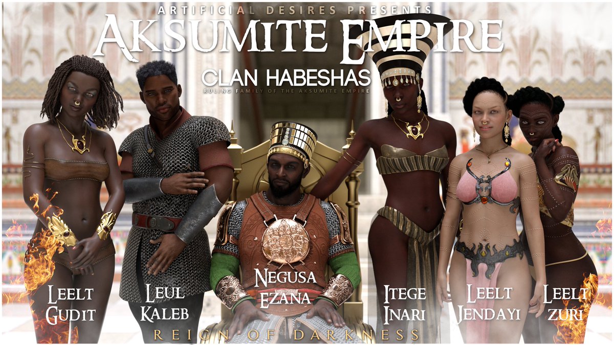 reignindarkness's tweet photo. Aksumite Empire - Reign Of Darkness

Clan Habeshas (The Ruling Family)

#characterdesign #comicstrip #daz3d #fantasyepic #graphicnovelcharacter #medievalfantasy #photoshop #storytelling #swordandshield #3drendered #3dcomic #daz3dstudio #NFTs  #dazstudioiray #3dnovel https://t.co/MNmXnHVGAz