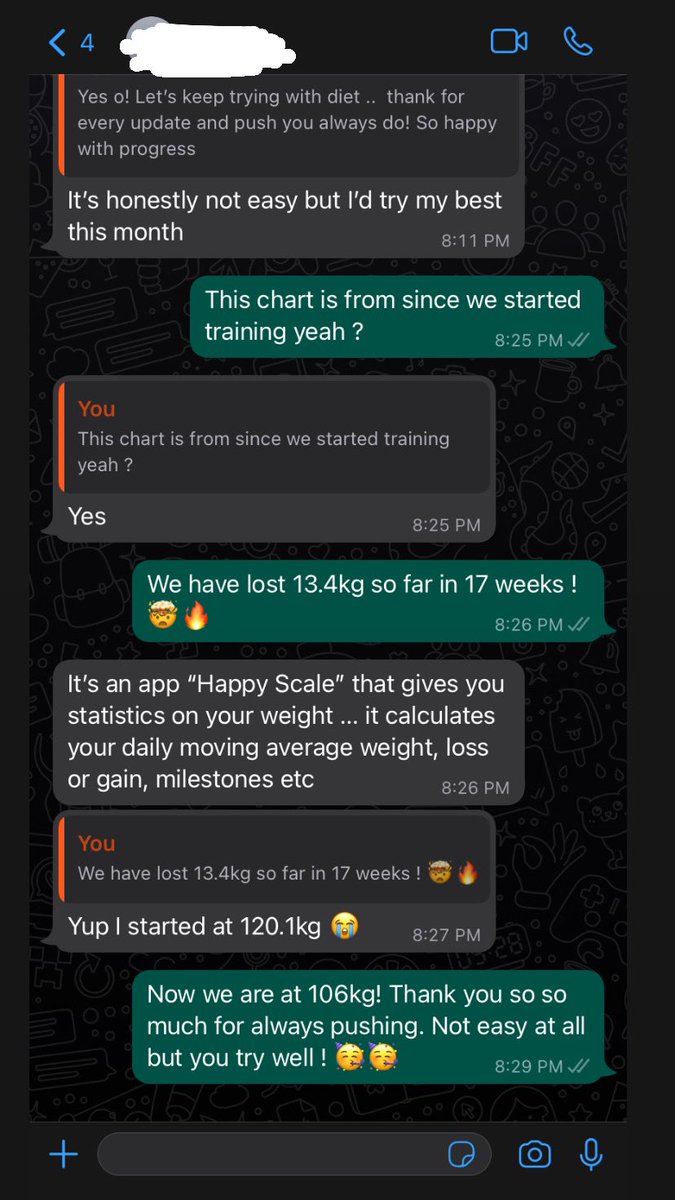Client showed me our progress so far using happy scale app and.. insane! 

13.4kg down in 17 training weeks so far is a big W for us! Happy for good movement 🥳🏁