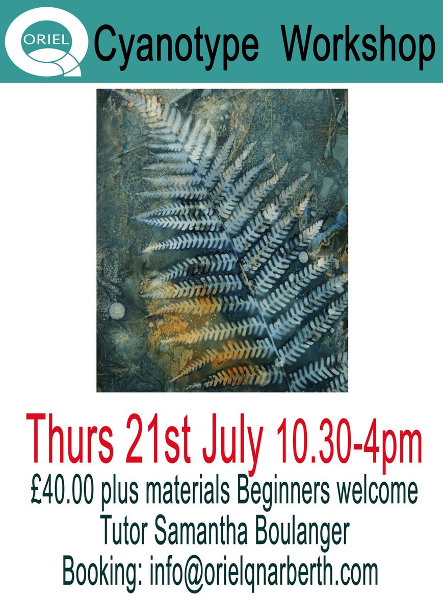 Another Oriel Q Workshop. Book here - orielqnarberth.com/cyanotype-work…
What is a cyanotype - en.wikipedia.org/wiki/Cyanotype