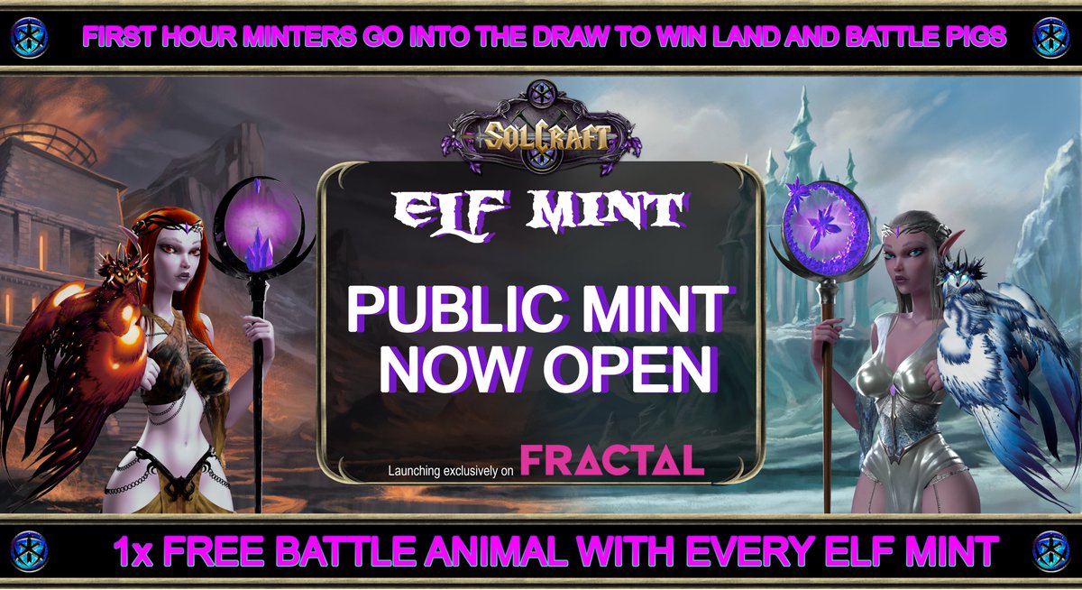 solcraftgame's tweet photo. PUBLIC HAS JUST OPENED AND OVER 60% OF 4K MINTED. JOIN PROVEN BUILDERS AS WE GEAR UP FOR A STRONG ALPHA RELEASE! 🤝FREE BATTLE ANIMAL MINT TO ALL HOLDERS 🦉

DROP YOUR ELF MINT IN THE COMMENTS. LFG! 
👉https://t.co/MKe70uoRH5 https://t.co/jVuSlhpL7m